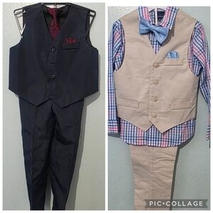 Nautica Pink and Blue Plaid Shirt with Bow Tie